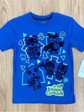 Animal Crossing New Horizons Boys Graphic T-Shirt Blue Nintendo XS 4/5 NWT